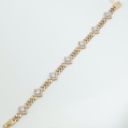 Square Halo Natural Diamond Wedding Tennis Bracelet