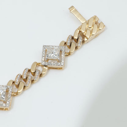Square Halo Natural Diamond Wedding Tennis Bracelet