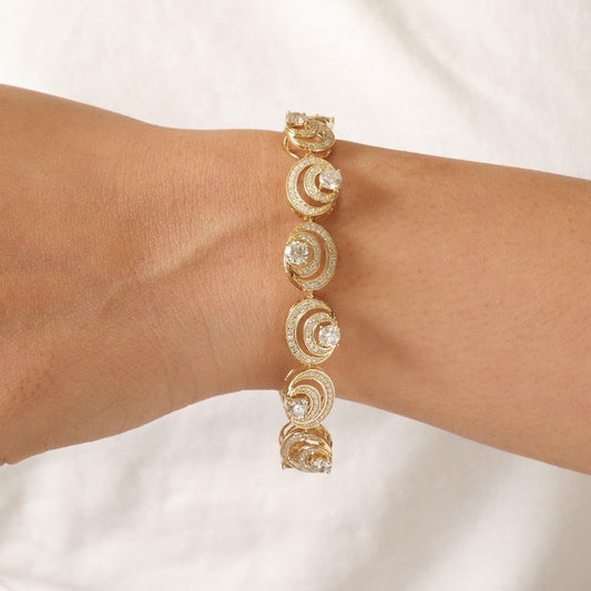 Spiral Natural Diamond Tennis Bracelet