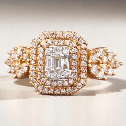 Emerald Cut Diamond Cluster Ring