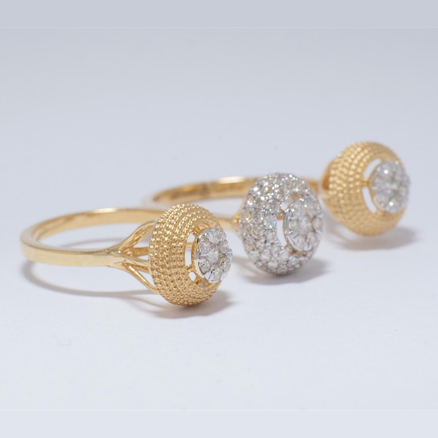 Cluster Natural Diamond Open Cuff Ring