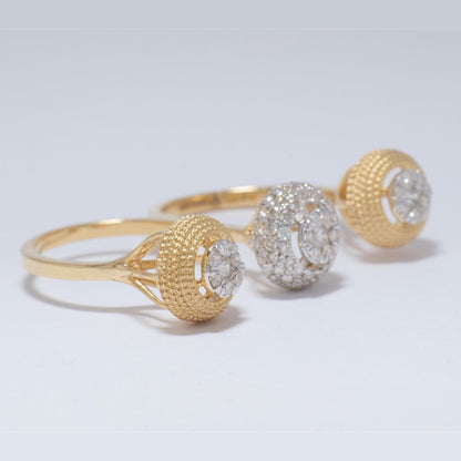 Cluster Natural Diamond Open Cuff Ring