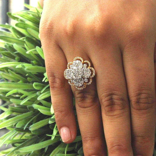 Floral Diamond Cluster Ring