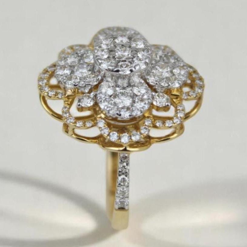 Floral Diamond Cluster Ring