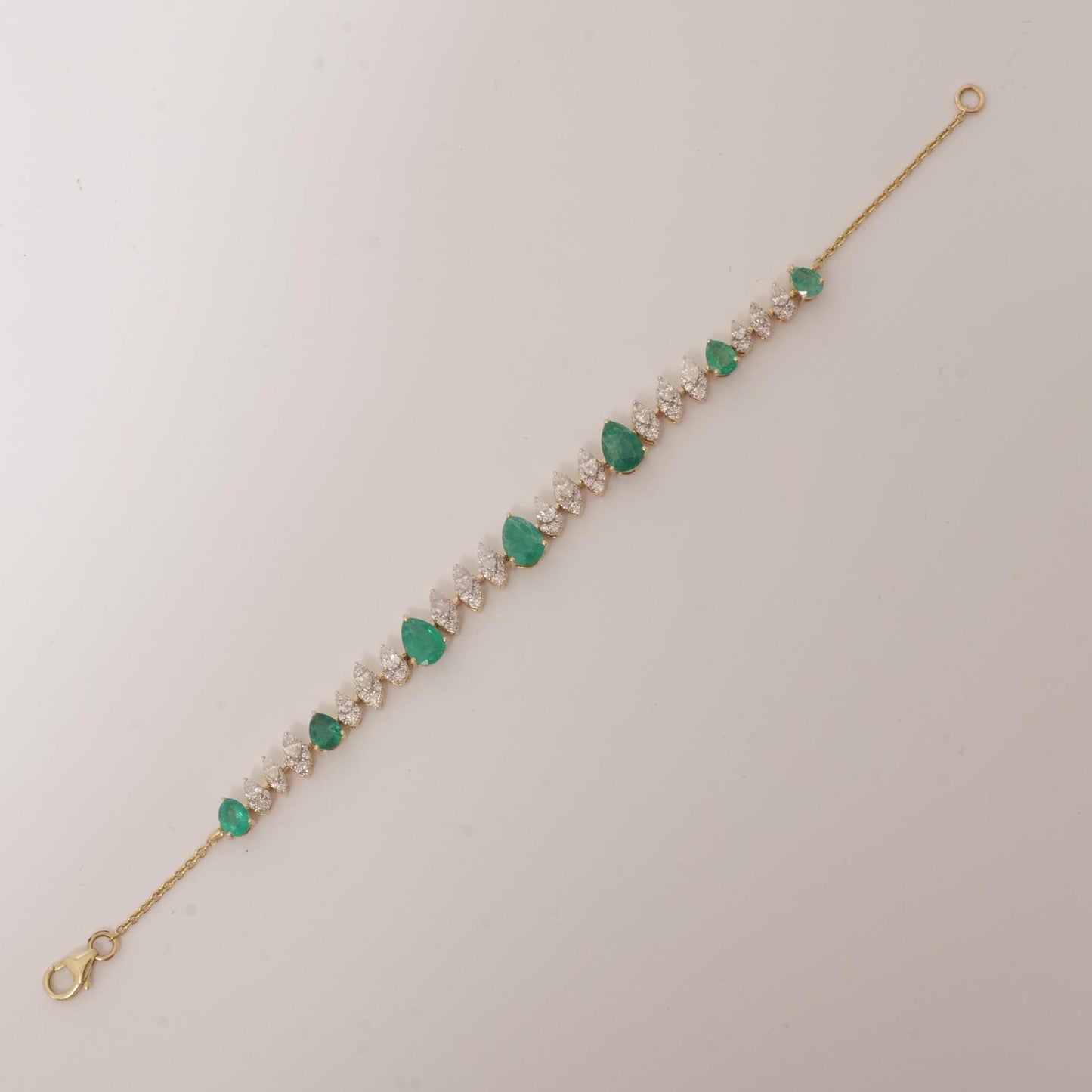 Teardrop Emerald Natural Diamond Tennis Bracelet