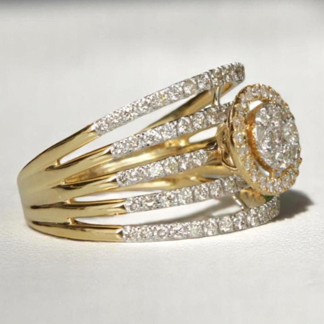 Halo Diamond Engagement Band Ring