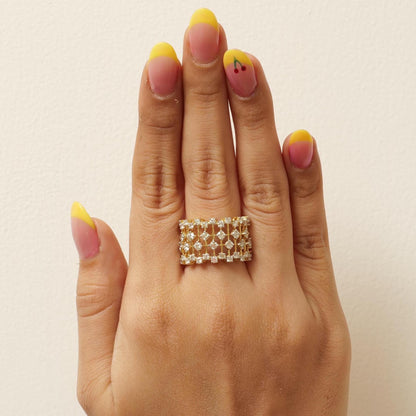 Starburst Celestial Natural Diamond Wide Ring