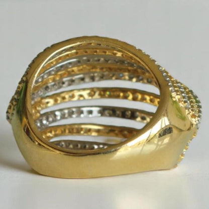 Diamond Wave Lines Band Ring