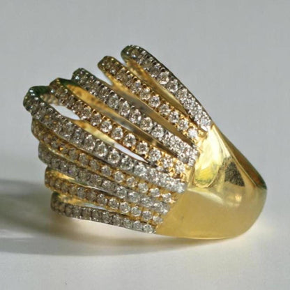 Diamond Wave Lines Band Ring