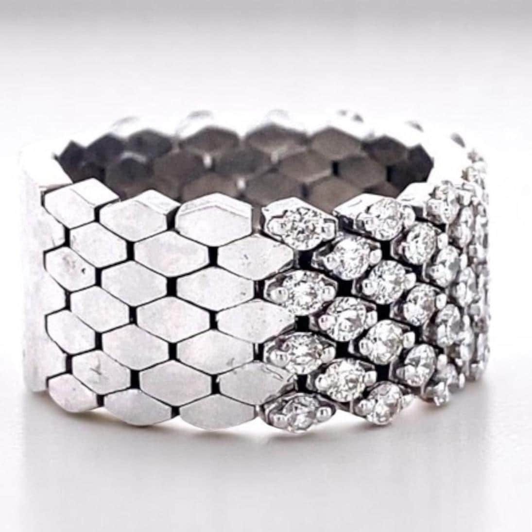Honeycomb Diamond Band Ring