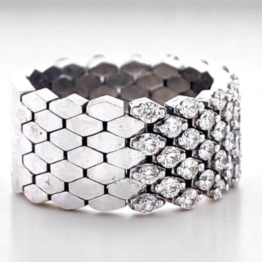Honeycomb Diamond Band Ring
