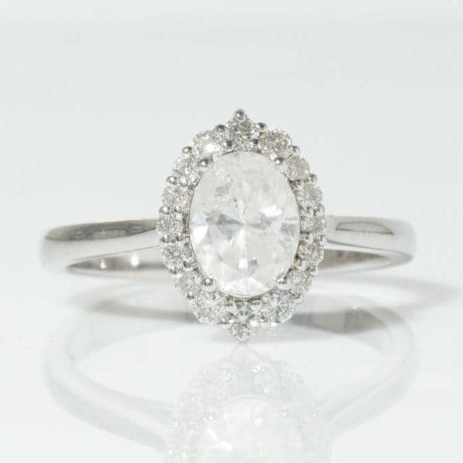Halo Oval Solitaire Natural Diamond Ring