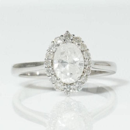 Halo Oval Solitaire Natural Diamond Ring