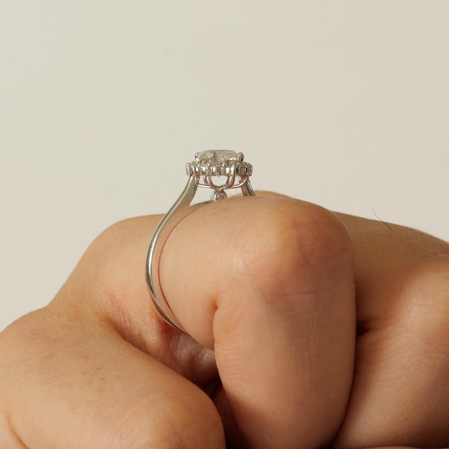 Halo Oval Solitaire Natural Diamond Ring