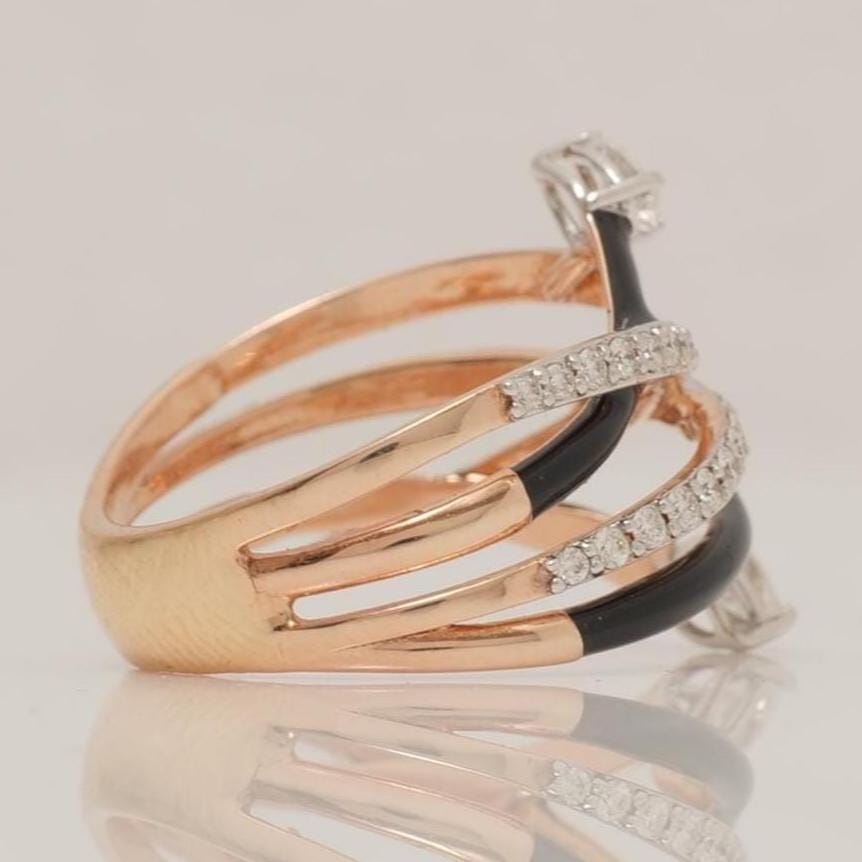 Criss Cross Enamel Natural Diamond Ring