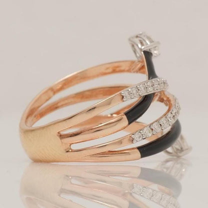 Criss Cross Enamel Natural Diamond Ring