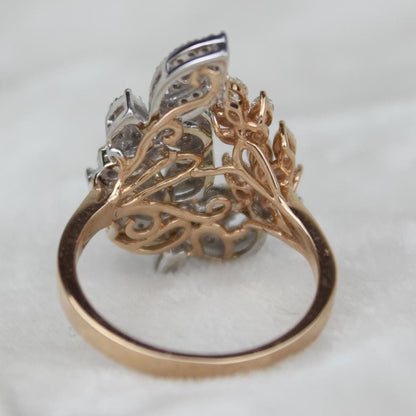 Leaves Cluster Natural Diamond Cocktail Ring