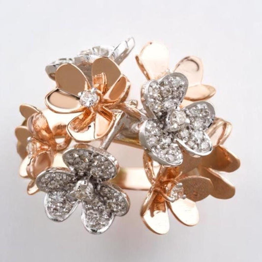 Flower Bunch Dual Tone Ring