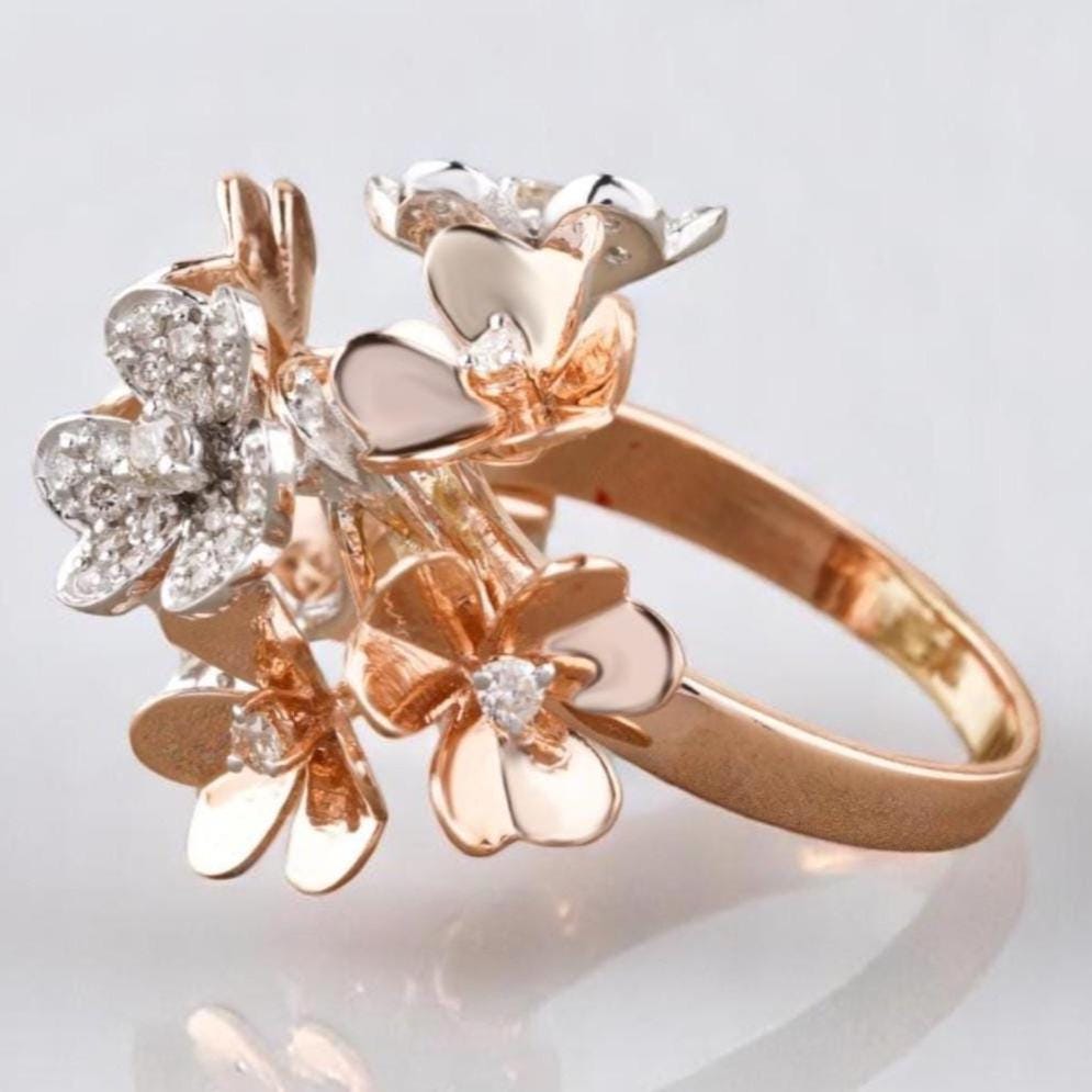 Flower Bunch Dual Tone Ring