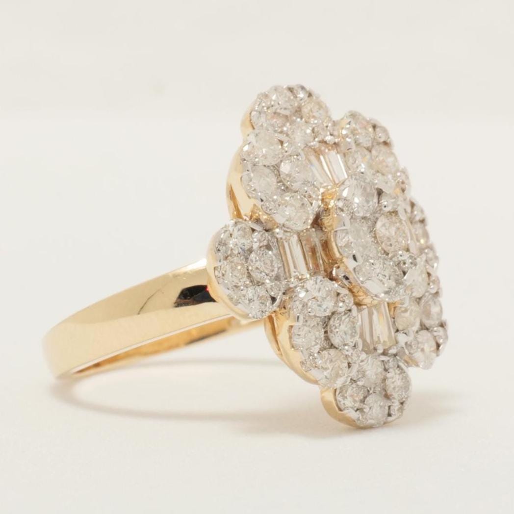 Flower Cluster Natural Diamond Ring