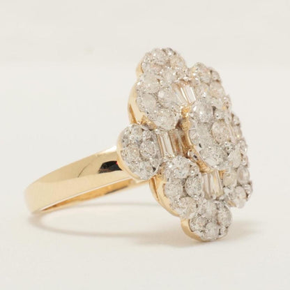 Flower Cluster Natural Diamond Ring