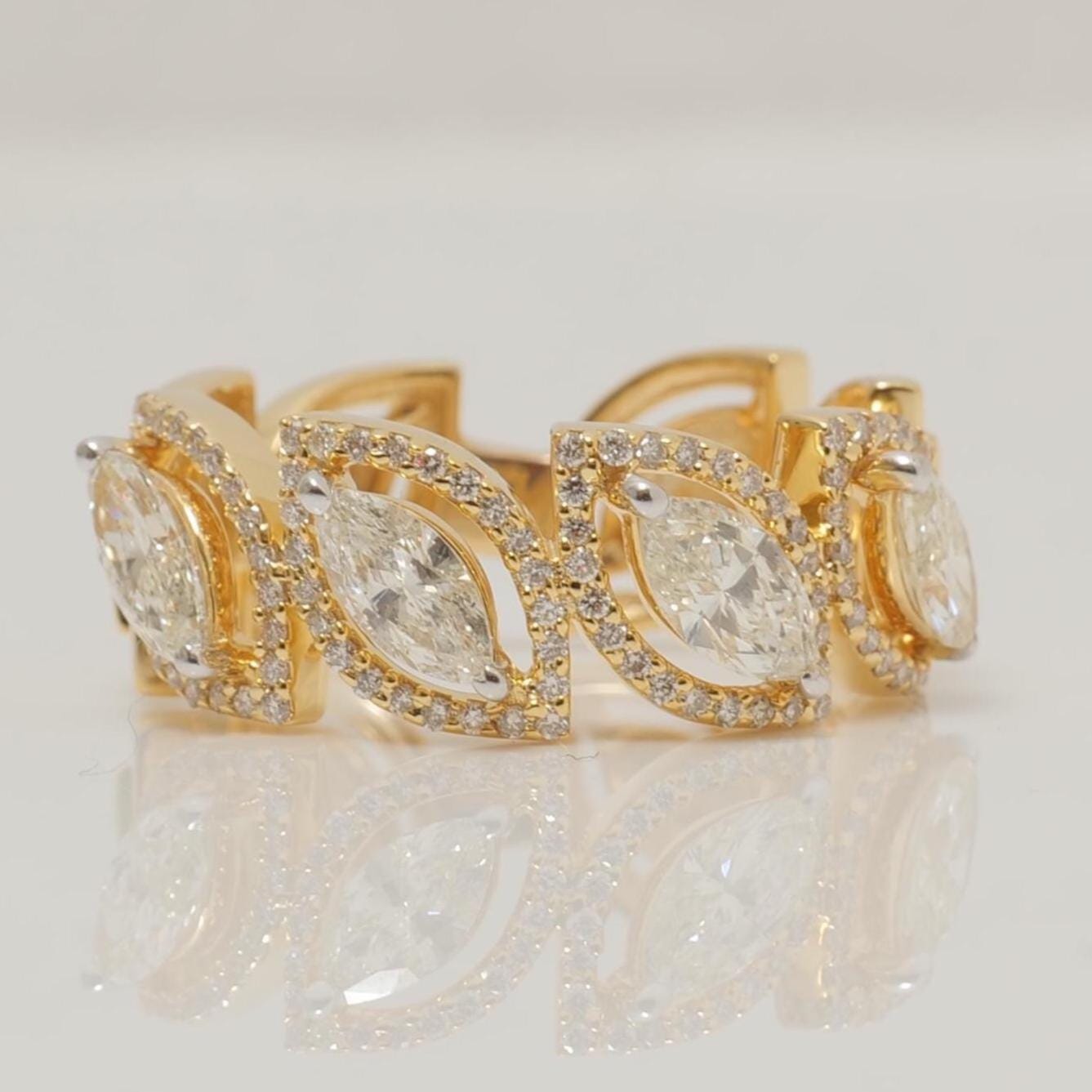 Marquise Leaves Natural Diamond Band Ring