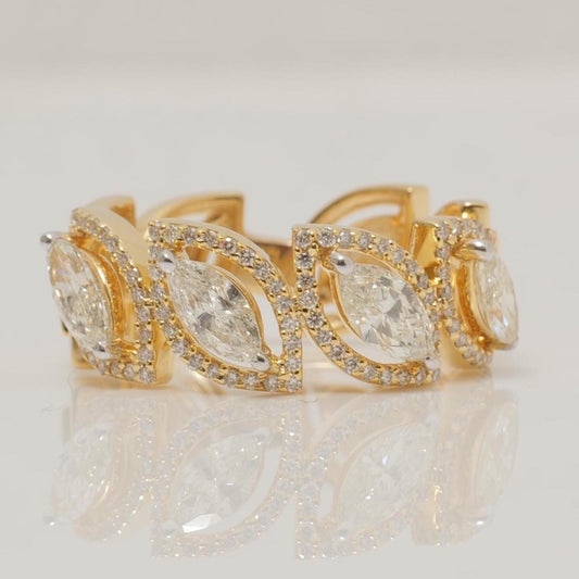 Marquise Leaves Natural Diamond Band Ring