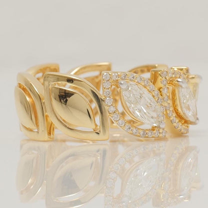 Marquise Leaves Natural Diamond Band Ring