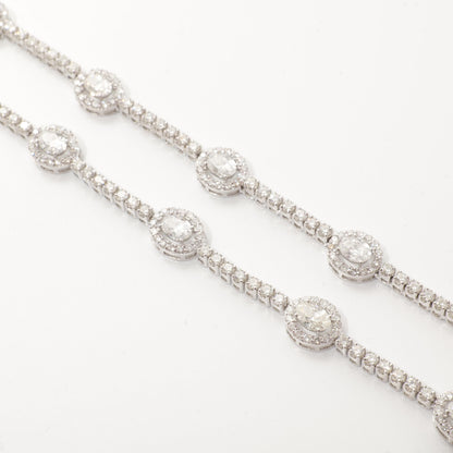 Oval Link Halo Diamond Necklace