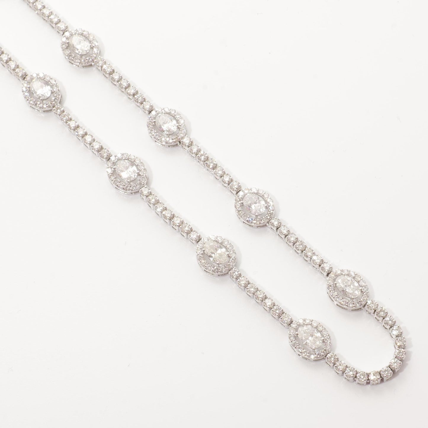 Oval Link Halo Diamond Necklace