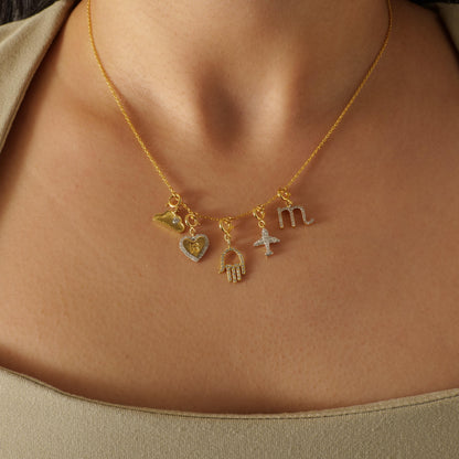 Embossed Initial Heart Layering Charm