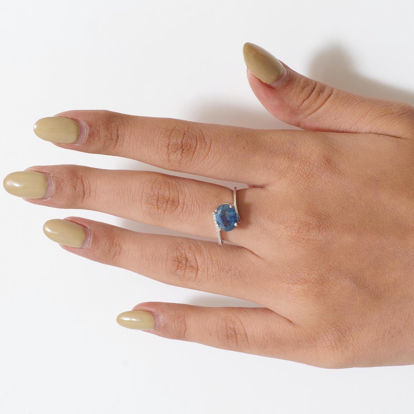 Blue Sapphire Oval Natural Diamond Ring
