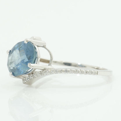 Blue Sapphire Oval Natural Diamond Ring