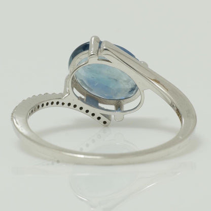 Blue Sapphire Oval Natural Diamond Ring