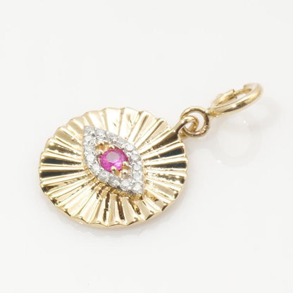 Evil Eye Medallion Diamond Charm Pendant