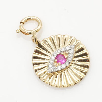 Evil Eye Medallion Diamond Charm Pendant