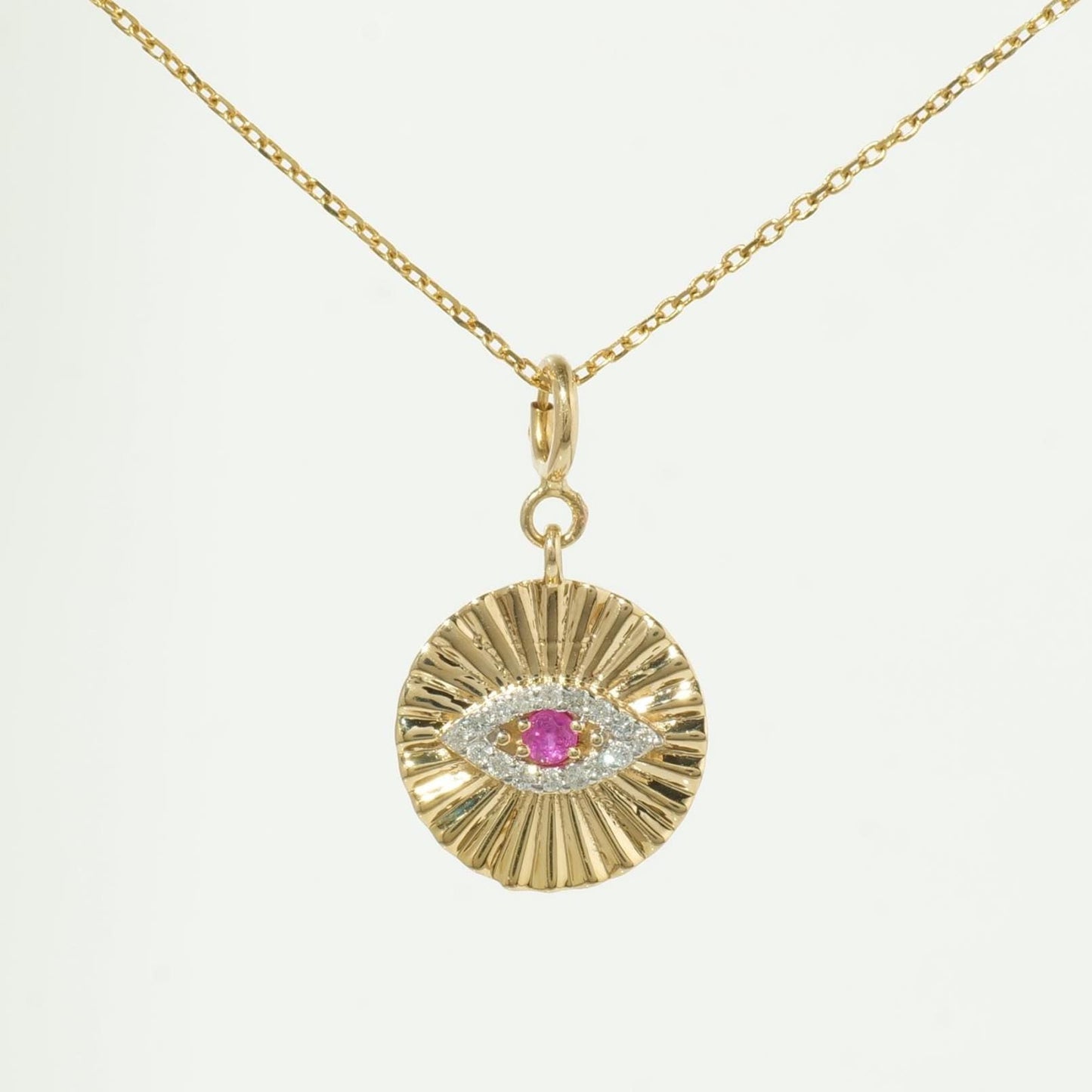 Evil Eye Medallion Diamond Charm Pendant