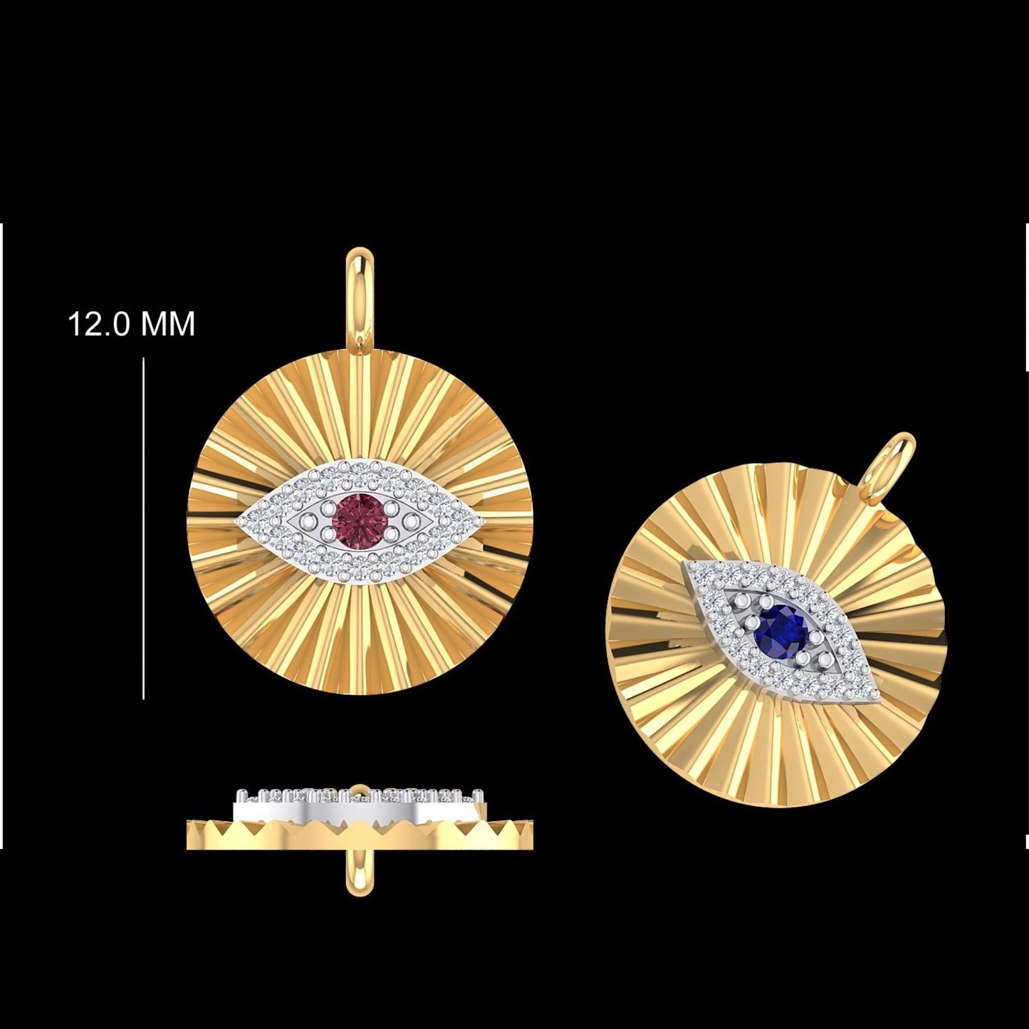 Evil Eye Medallion Diamond Charm Pendant