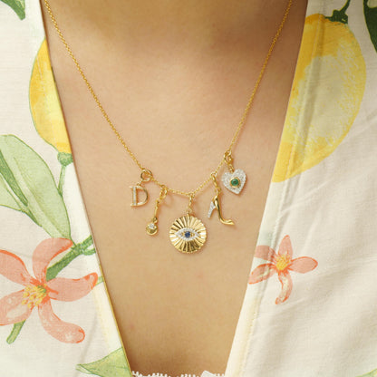 Evil Eye Medallion Diamond Charm Pendant