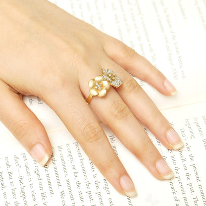 Double Flower Natural Diamond Ring