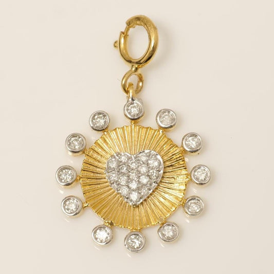 Heart Medallion Bezel  Natural Diamond Charm