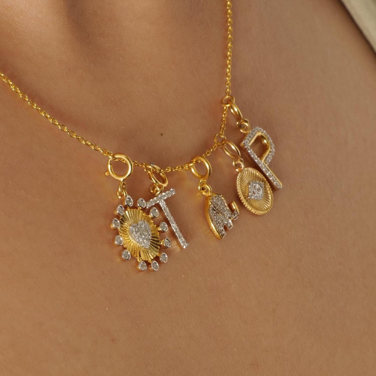 Heart Medallion Bezel  Natural Diamond Charm