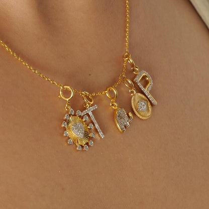 Heart Medallion Bezel  Natural Diamond Charm