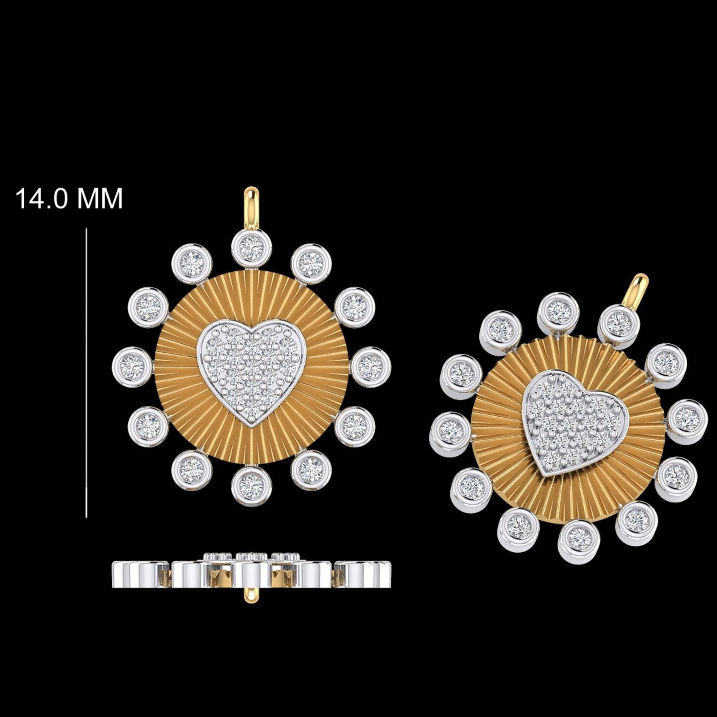 Heart Medallion Bezel  Natural Diamond Charm