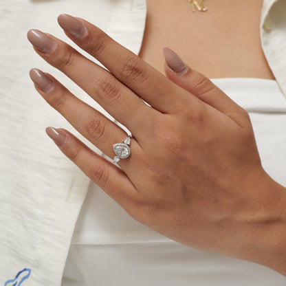 Pear Solitaire Halo Diamond Ring