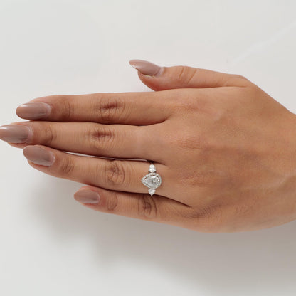 Pear Solitaire Halo Diamond Ring