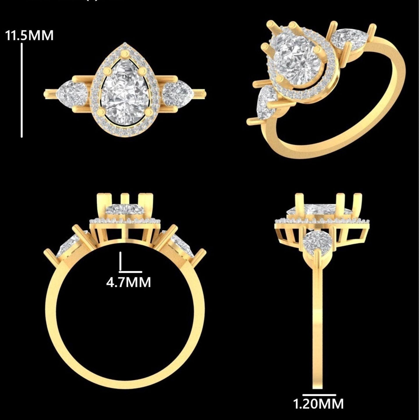 Pear Solitaire Halo Diamond Ring