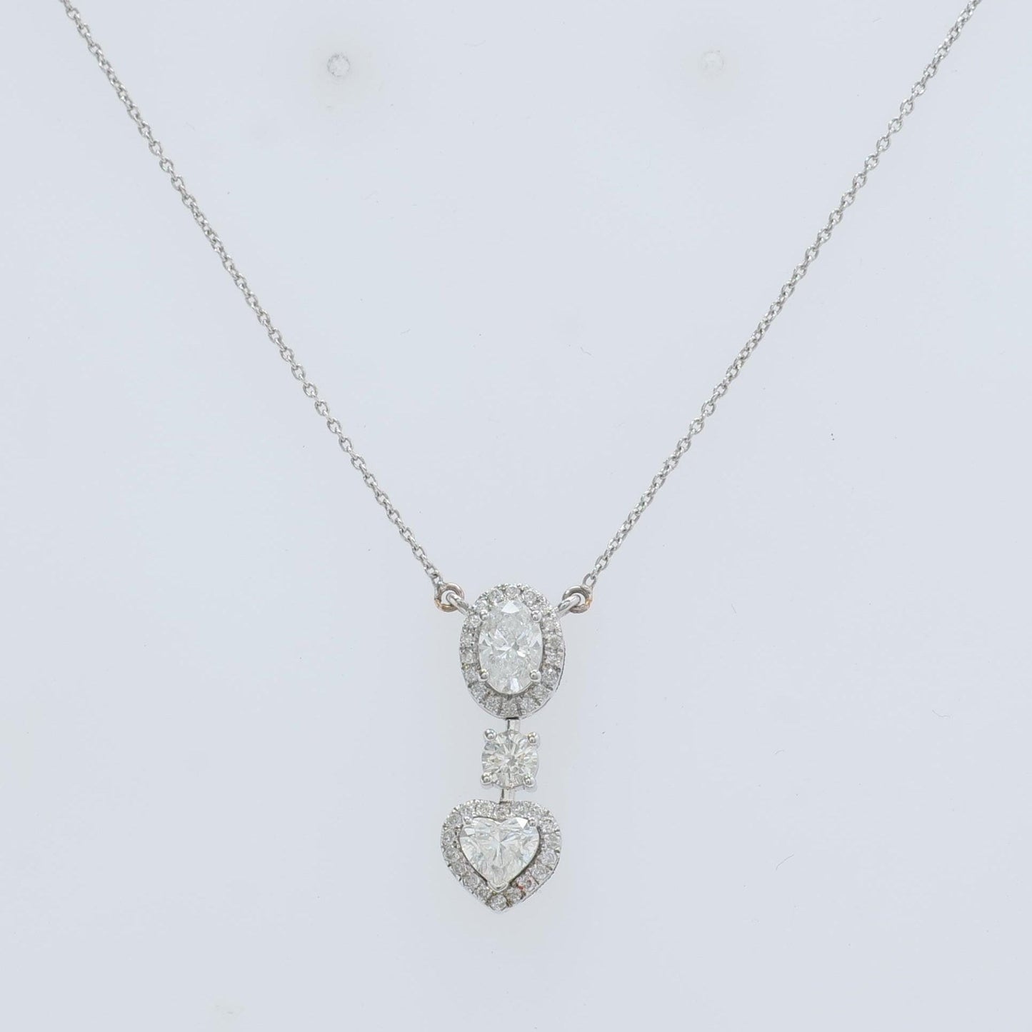 Oval Heart Drop Pendant Necklace
