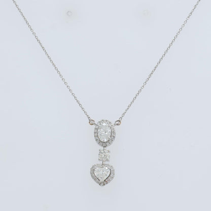 Oval Heart Drop Pendant Necklace