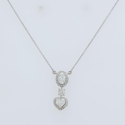 Oval Heart Drop Pendant Necklace